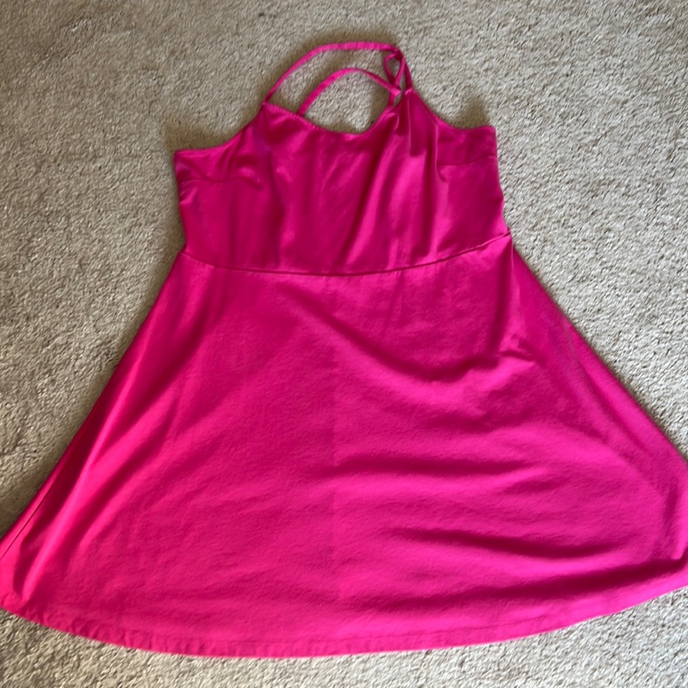 Hot Pink Cross Back Circle Skirt Dress XXL